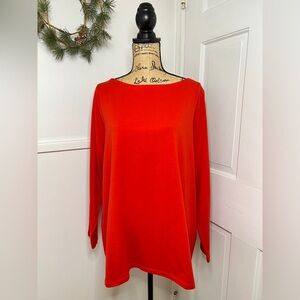 Universal Standard Red Pima Cotton Long Sleeve Bella Boatneck T-Shirt